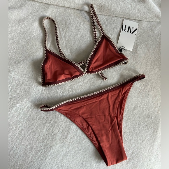 Zara CONTRAST TRIANGLE BIKINI TOP + BOTTOM - Picture 5 of 8